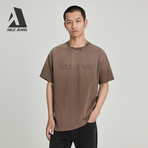 ABLEJEANS新款男士宽松水洗T恤