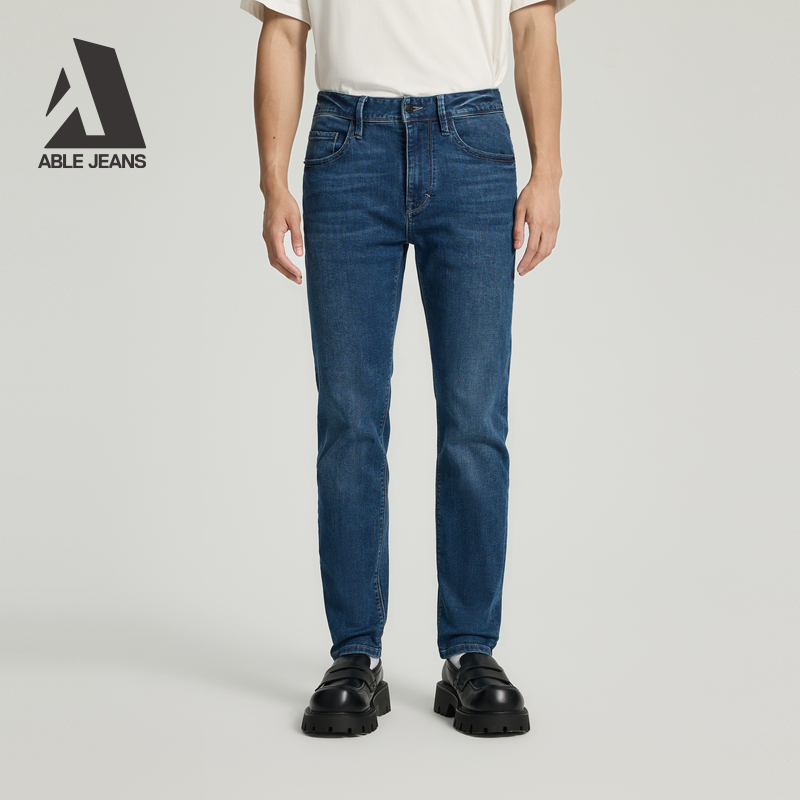 ABLE JEANS【修身裤】新款男士天缥蓝修身小脚洗水弹力牛仔裤