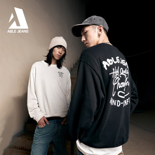 ABLEJEANS男士复古潮流宽松卫衣