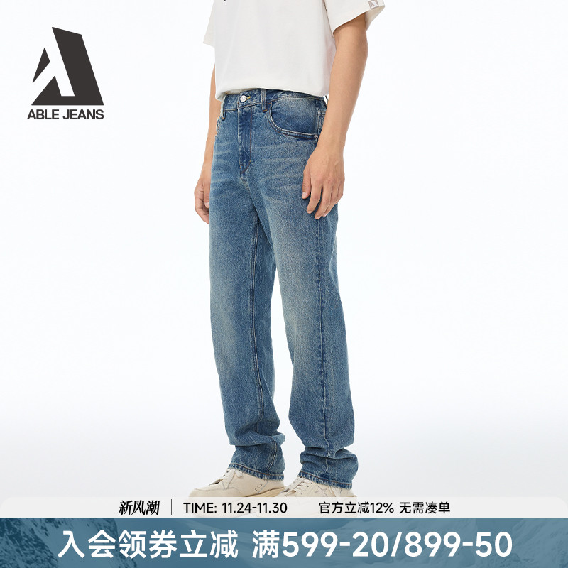 男士直筒裤牛仔裤ABLEJEANS水洗
