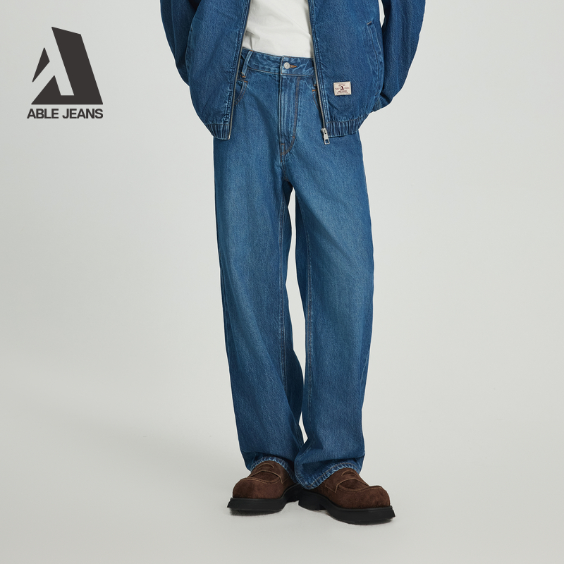 ABLE JEANS【宽松直筒裤】25秋新款男士复古宽松洗水直筒牛仔裤