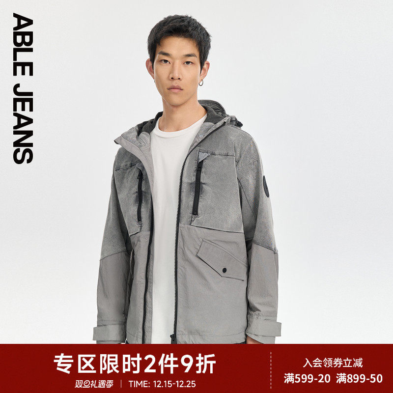 ABLE JEANS 春秋款男士城市机能徒行科技感休闲工装夹克连帽外套