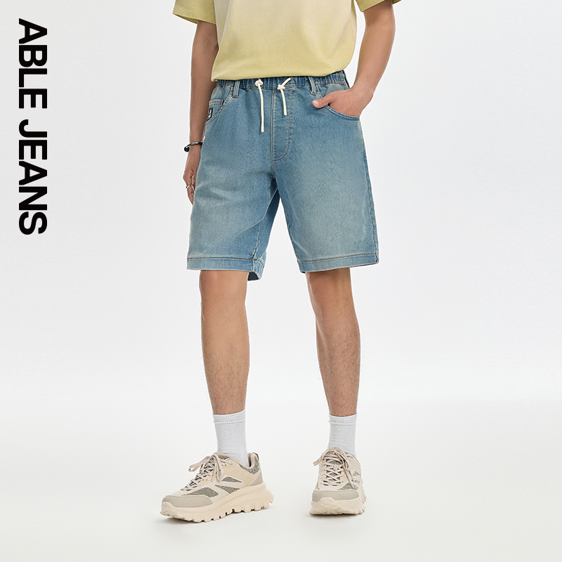 复古牛仔短裤ABLEJEANS水洗