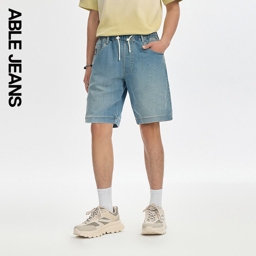 复古牛仔短裤ABLEJEANS水洗