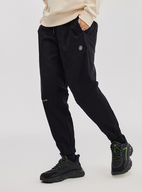 ABLE JEANS春秋款男士潮流休闲运动黑色松紧腰束脚牛仔裤小脚裤