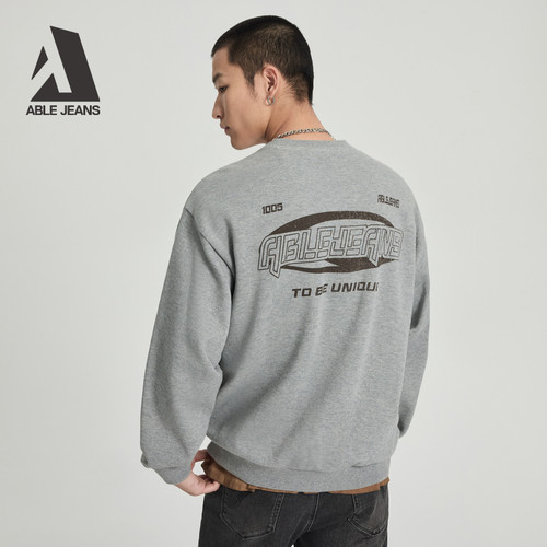 ABLEJEANS新款男士宽松圆领卫衣