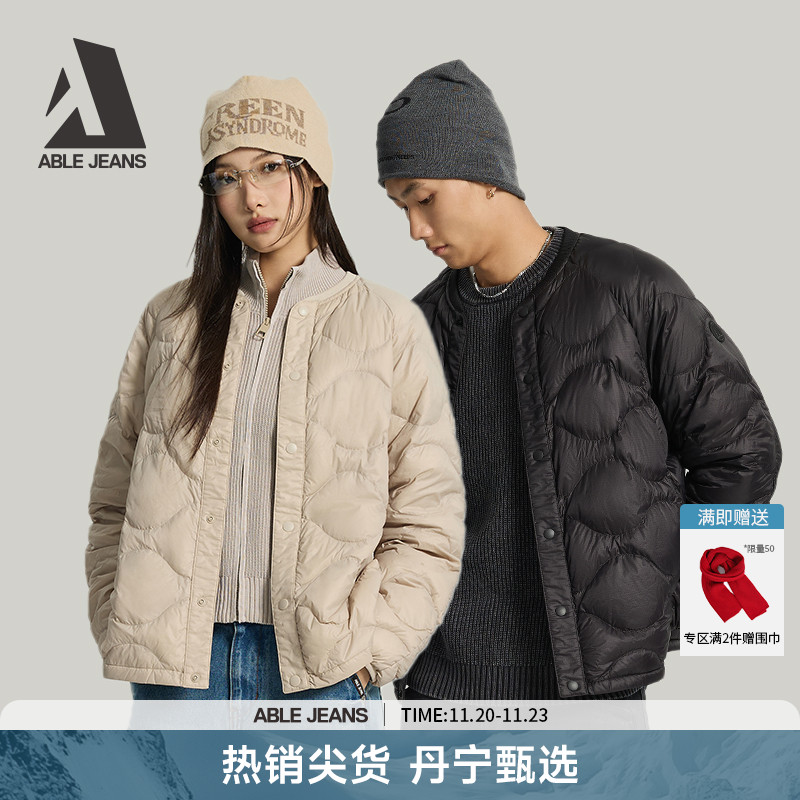 超轻羽绒ABLEJEANS棒球衍缝