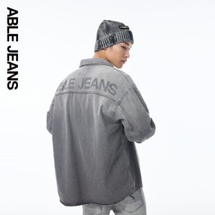 ABLE JEANS新款男士休闲通勤超宽松牛仔大衬衫外套