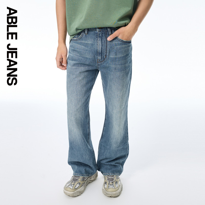 ABLE JEANS【直筒喇叭裤】男士中腰薄款复古潮流宽松牛仔裤