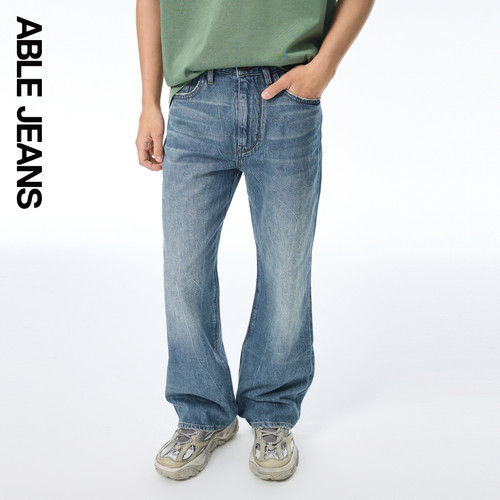 ABLE JEANS【直筒喇叭裤】男士中腰薄款复古潮流宽松牛仔裤