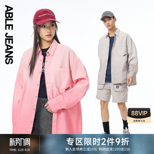 渐变色长袖 ABLE 休闲超宽松街头大衬衫 情侣时尚 JEANS男女同款