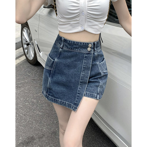 不规则A字防走光牛仔短裙女百搭