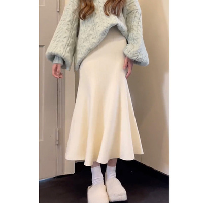 设计感小众毛衣百搭A字半身裙女