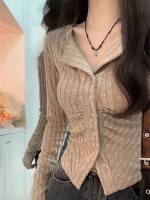 针织V领开衫显瘦修身上衣