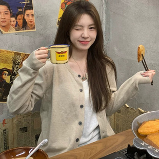 法式开衫针织圆领毛衣外套女秋冬新款大码胖MM高级感外搭显瘦上衣