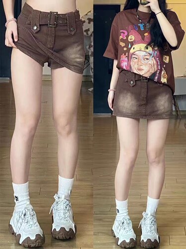 高腰牛仔半身裙女防走光短裤