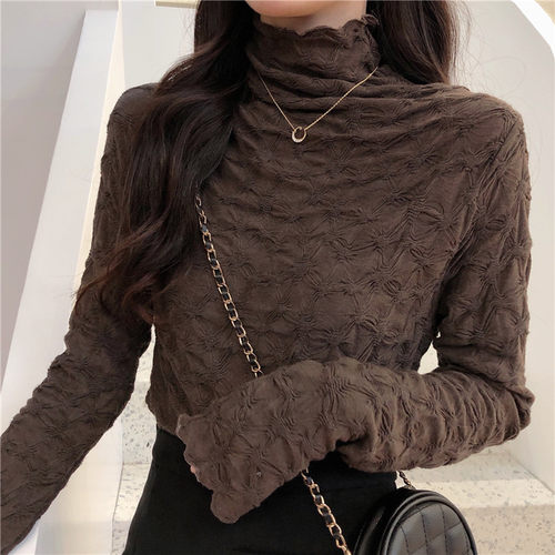 大码胖妹妹洋气立领上衣蕾丝内搭