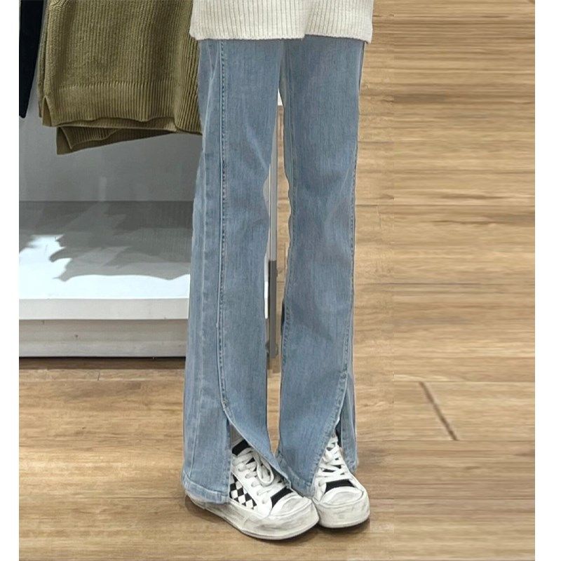 直筒长裤子薄款牛仔裤女百搭浅色