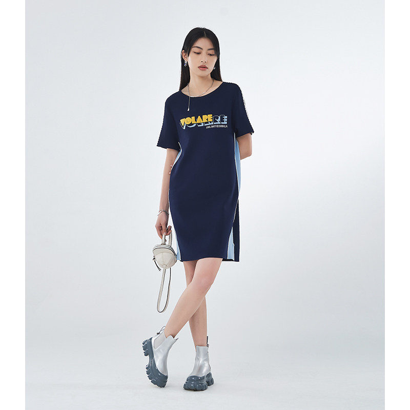 【设计总监然姐】撞色连衣裙短袖圆领运动休闲MBB2BL2242