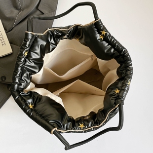 【有拉链贴袋】大容量五角星柔软棉被包托特包2026新款潮百搭大包