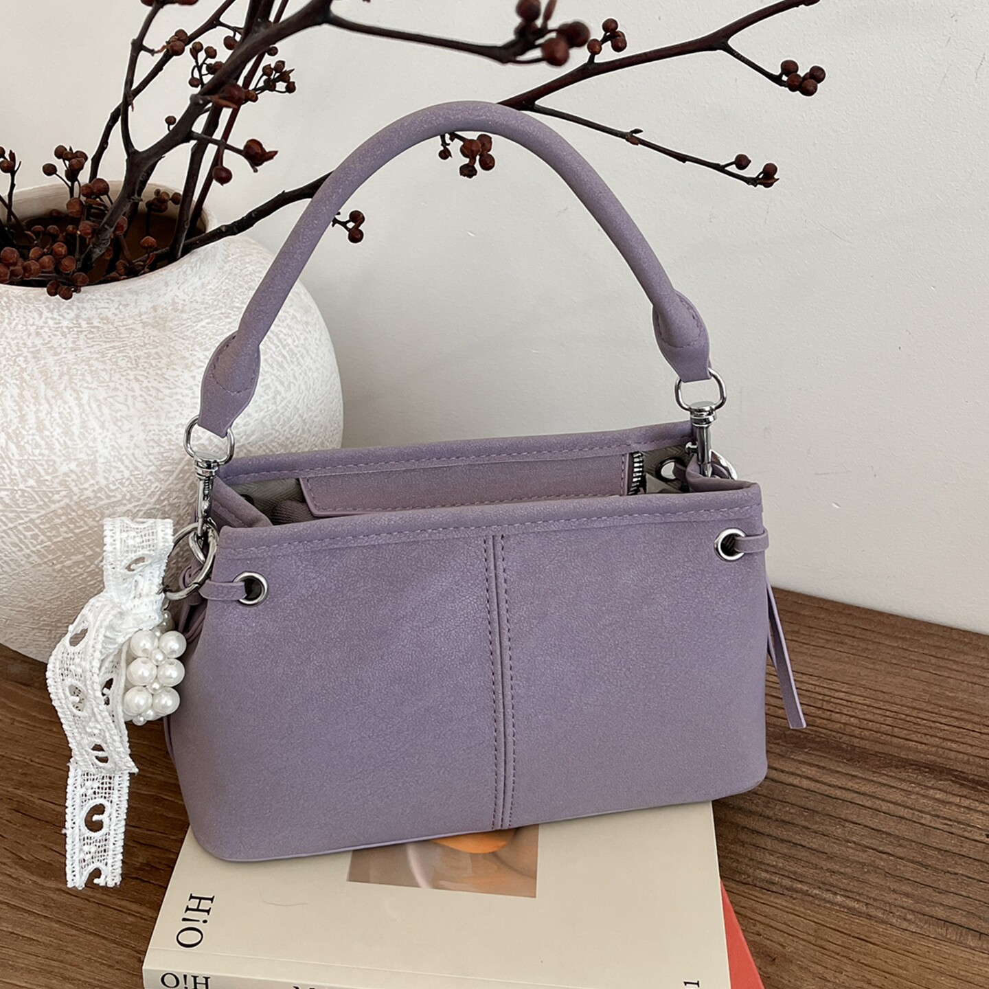 高级感紫色包包小众拼接手拎斜挎包2026春新款潮百搭时尚手提包