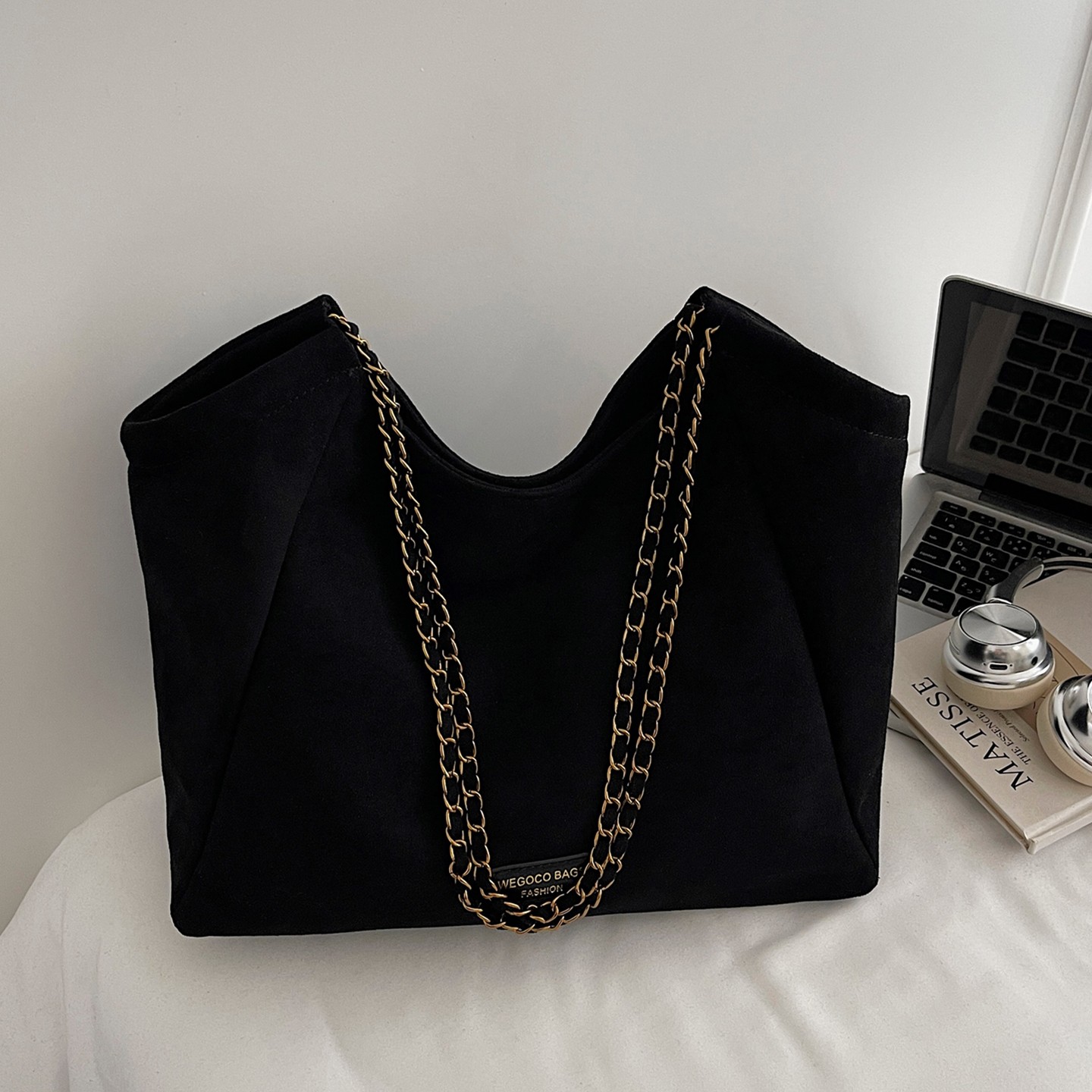 简约纯色大容量链条大包上班通勤包2025新款潮百搭托特包单肩包,箱包皮具/热销女包/男包,托特包,淘宝优惠券,粉丝福利购,淘宝优惠卷