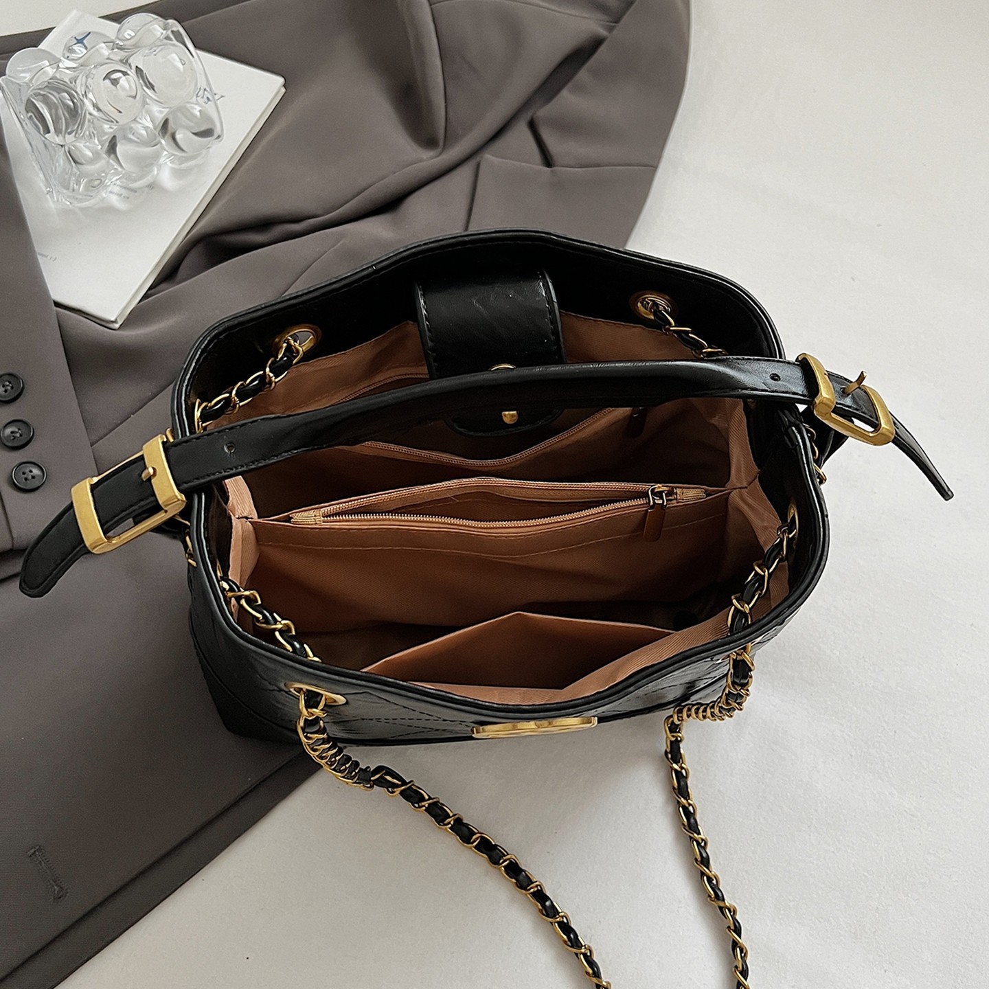 【有拉链夹层】大容量菱格链条包高级感上班通勤包2025新款潮百搭,箱包皮具/热销女包/男包,胸包,淘宝优惠券,粉丝福利购,淘宝优惠卷