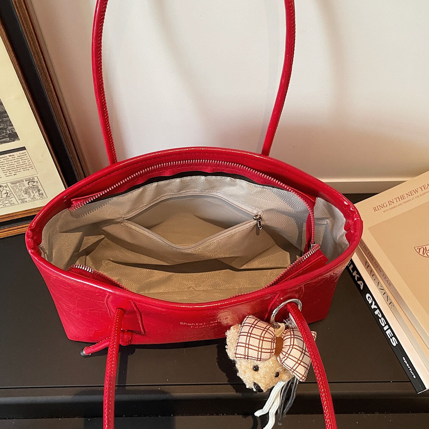 【有拉链暗袋】今年流行洋气红色腋下包2026春新款潮百搭单肩包