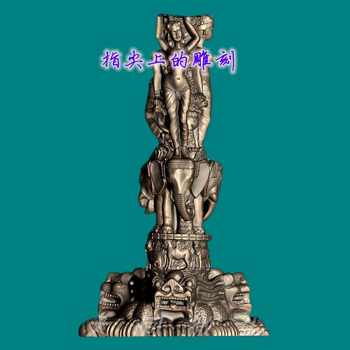 圆雕图三维图STL雕刻3D打印素材立体图精雕  泰国象塔雕塑