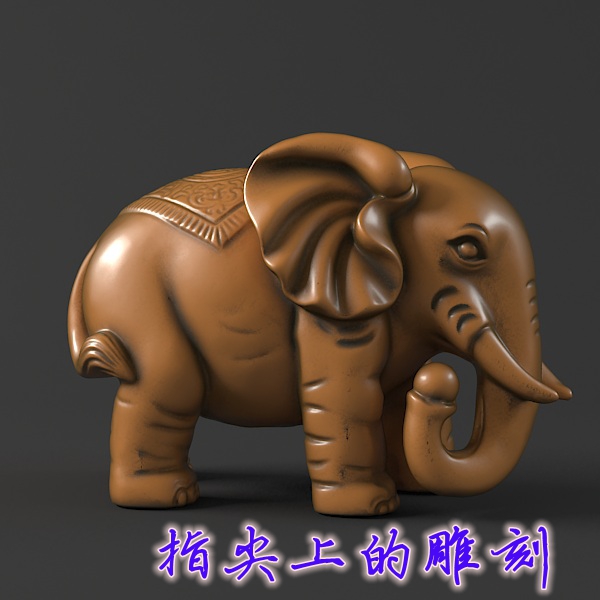 圆雕图三维图STL雕刻3D打印素材立体图精雕  大象雕塑 03