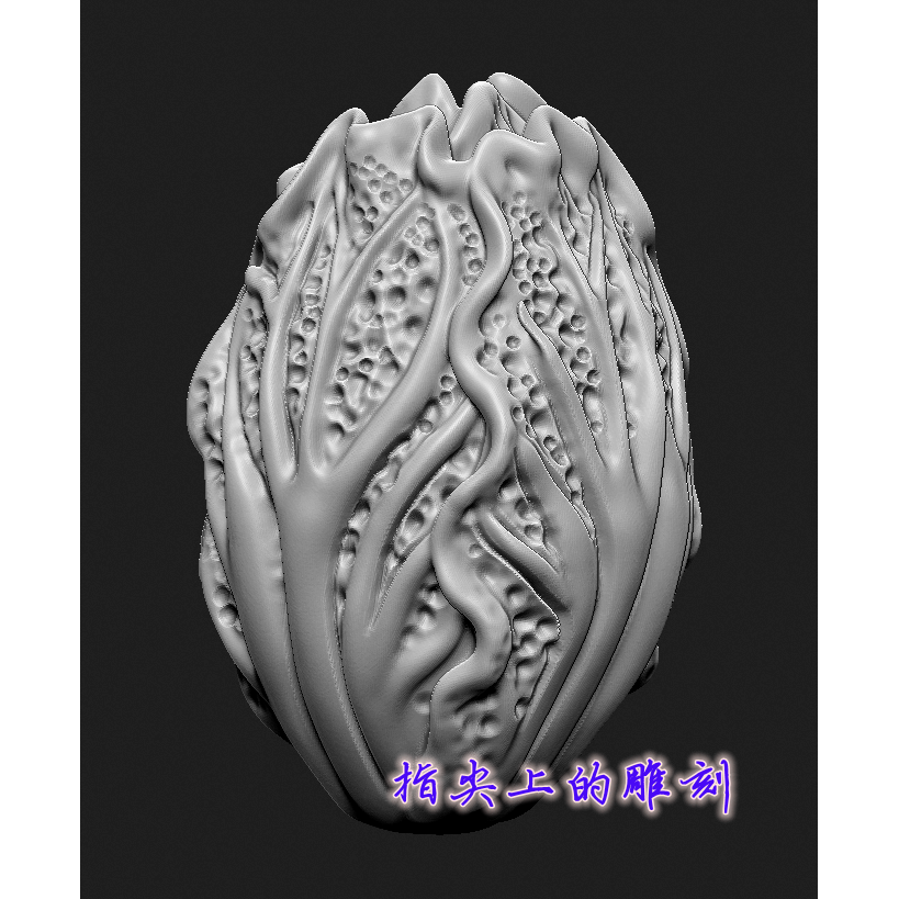 圆雕图三维图stl雕刻设计素材3D打印  核雕白菜