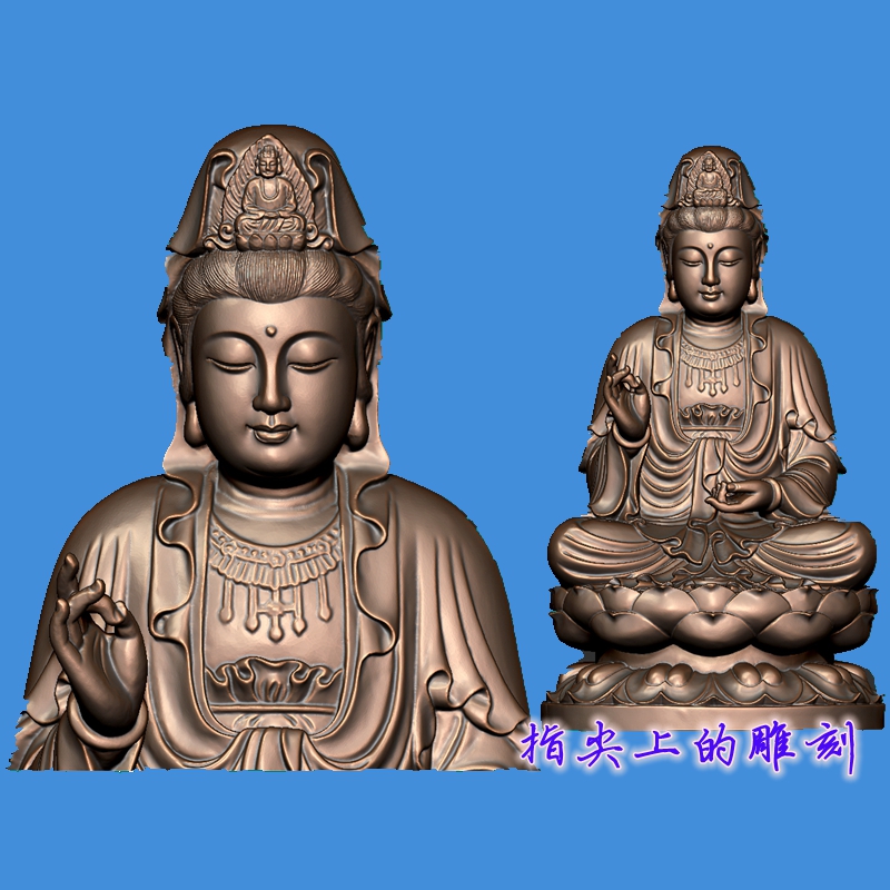 莲花坐观音1   圆雕图三维图STL雕刻素材3D打印立体图精雕