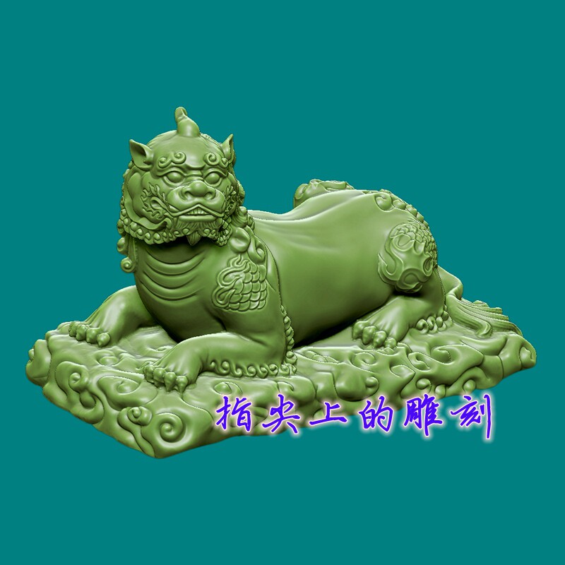 圆雕图三维图STL雕刻3D打印素材立体图精雕   地藏坐骑谛听