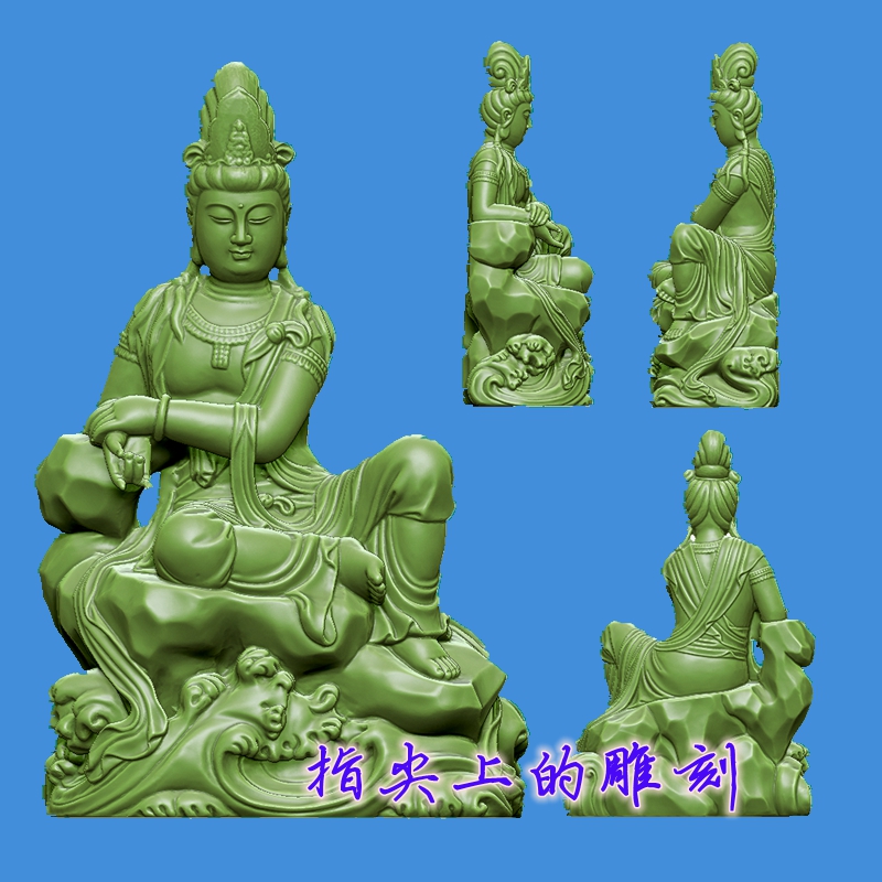 自在观音02   圆雕图三维图STL雕刻素材3D打印立体图精雕