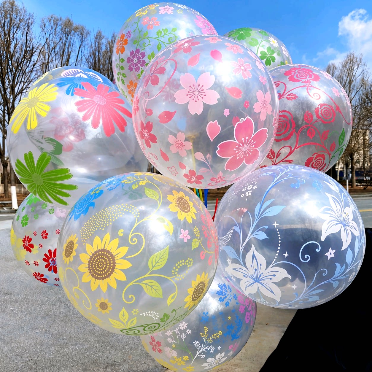 12寸透明卡通印花生日气球批发