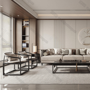新中式 实木沙发组合简约现代别墅大平层客厅沙发全屋家具定制