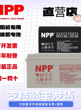 npp耐普NP12-7Ah蓄电池12V5 9 12 17 20 24 38 65A 100H电梯UPS源