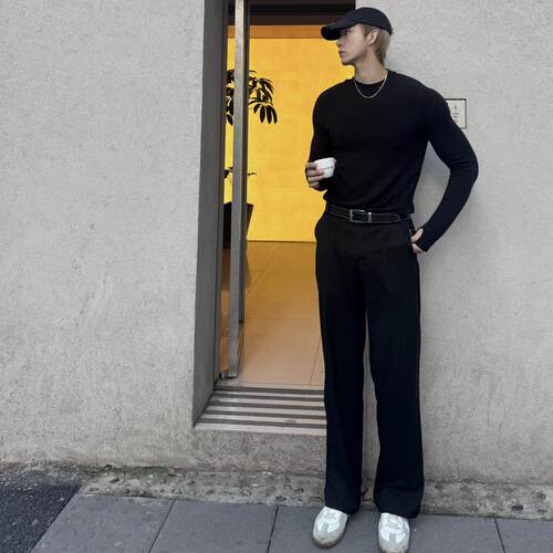 高级简约宽松四季长裤百搭男裤