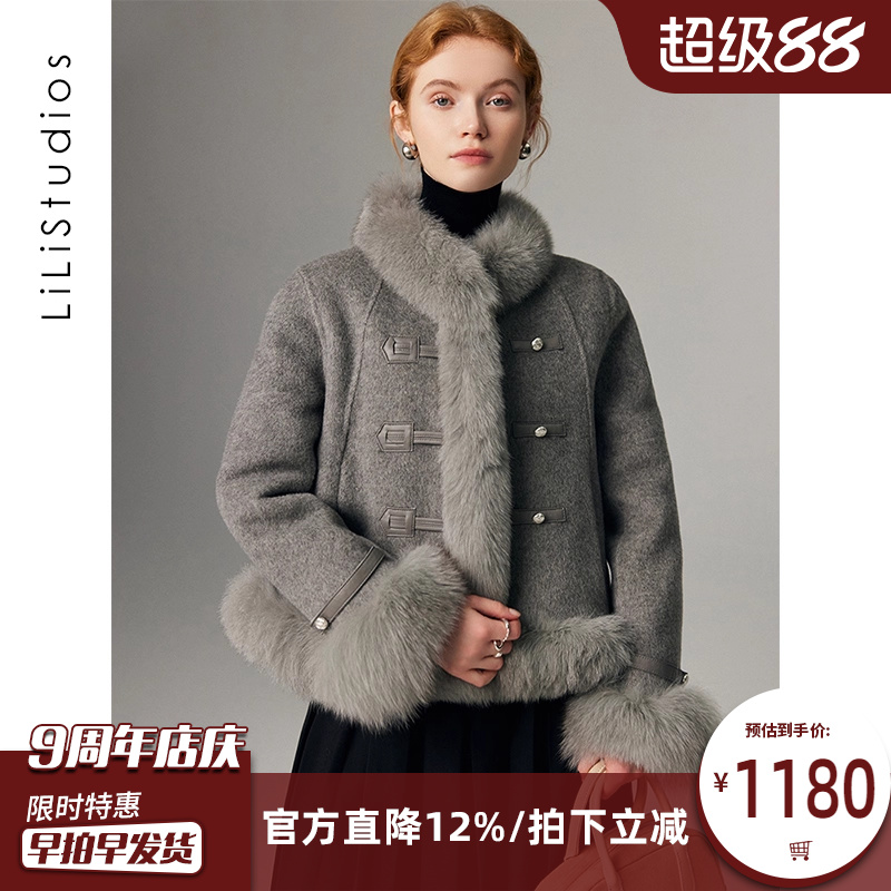 双面羊绒大衣女狐狸毛羽绒服鹅绒