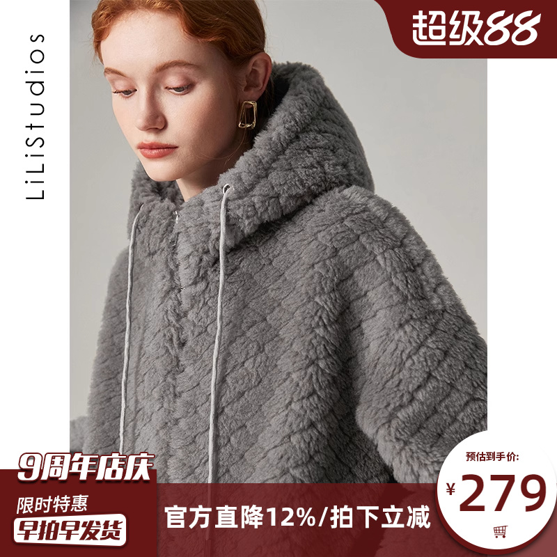 颗粒羊羔毛皮草年轻外套女