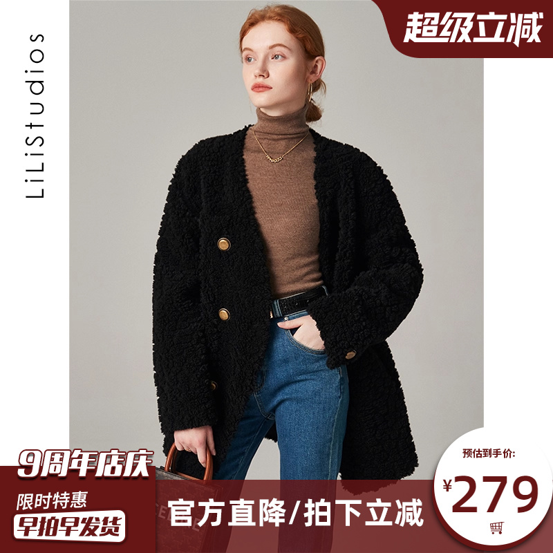 皮草羊羔毛皮毛一体外套女