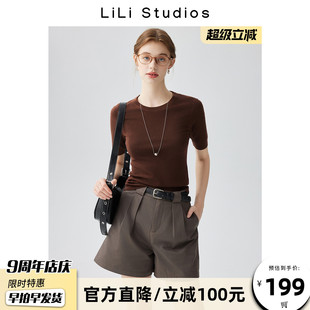 老钱风羊毛针织衫 无缝一体圆领T恤打底百搭上衣 女短袖 2025新款