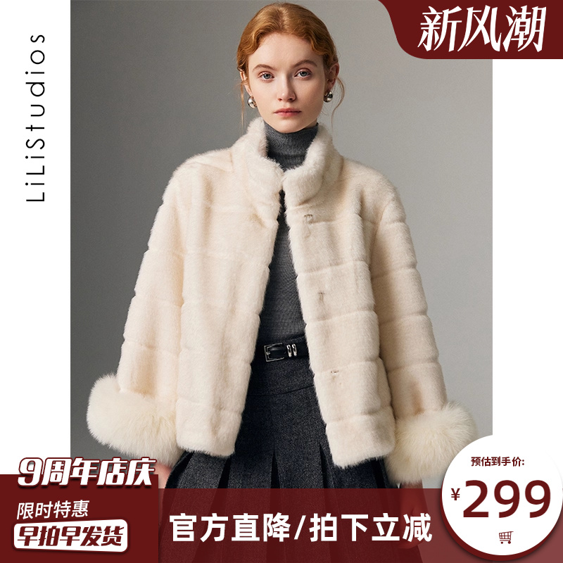 皮毛一体外套女狐狸毛水貂绒皮草