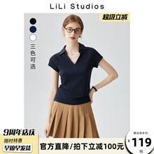 干爽凉感针织衫女短袖薄款衬衫2025年夏季新款Polo衫休闲气质上衣