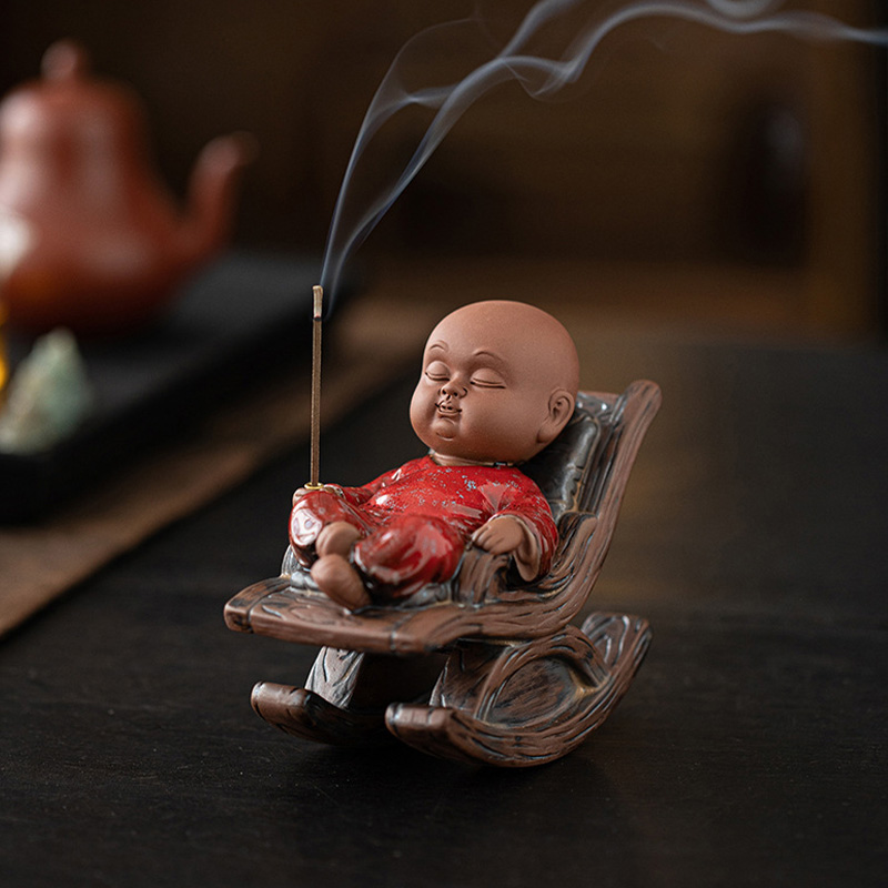 小和尚禅意线香底座香插托盘