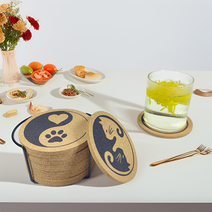 防烫防水茶杯垫软木杯垫水松板垫防烫隔热防滑减噪轻质简约风杯托