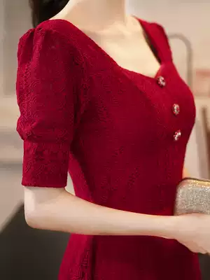 Toast women Summer Bride wedding engagement 2021 New lace red thin dress