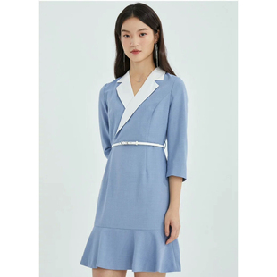 洋氣氣質西裝 收腰連衣裙優雅清新修身 顯瘦職業范EA49 戀PCH