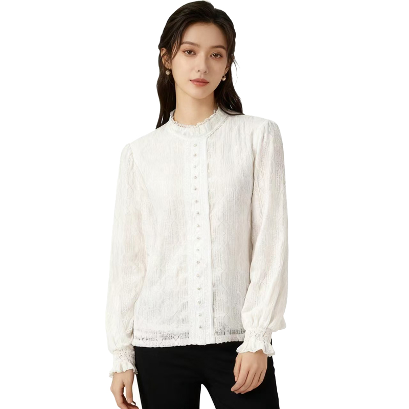 【D玛纳】气质长袖衬衫纯色立领简约气质休闲百搭高级感DMA262