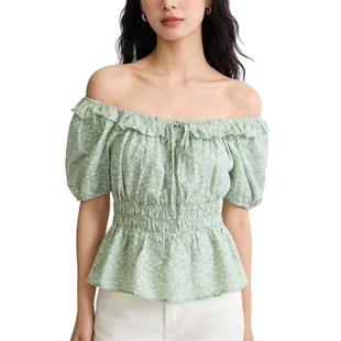 SP系列-甜美碎花露肩雪纺上衣舒适透气百搭P609/P632/P1086/P1249